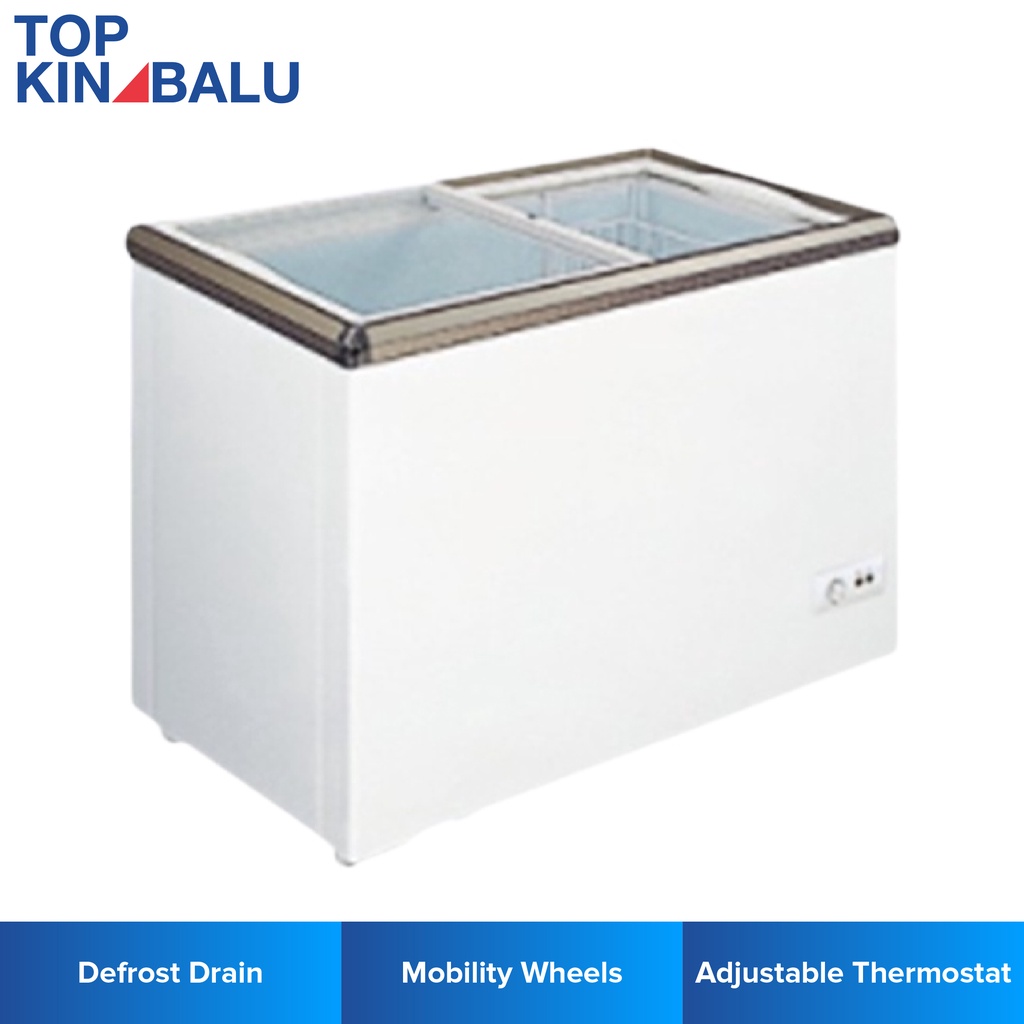 [SABAH ONLY] PENSONIC 400L PFZ408G TOP GLASS SLIDING DOOR COMMERCIAL