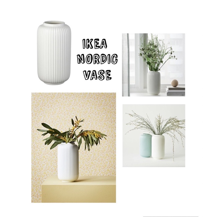 IKEA STILREN NORDIC vase White Pot Ceramic Vase 22cm Pasu Bunga Seramik Pasu Putih ikea Vase