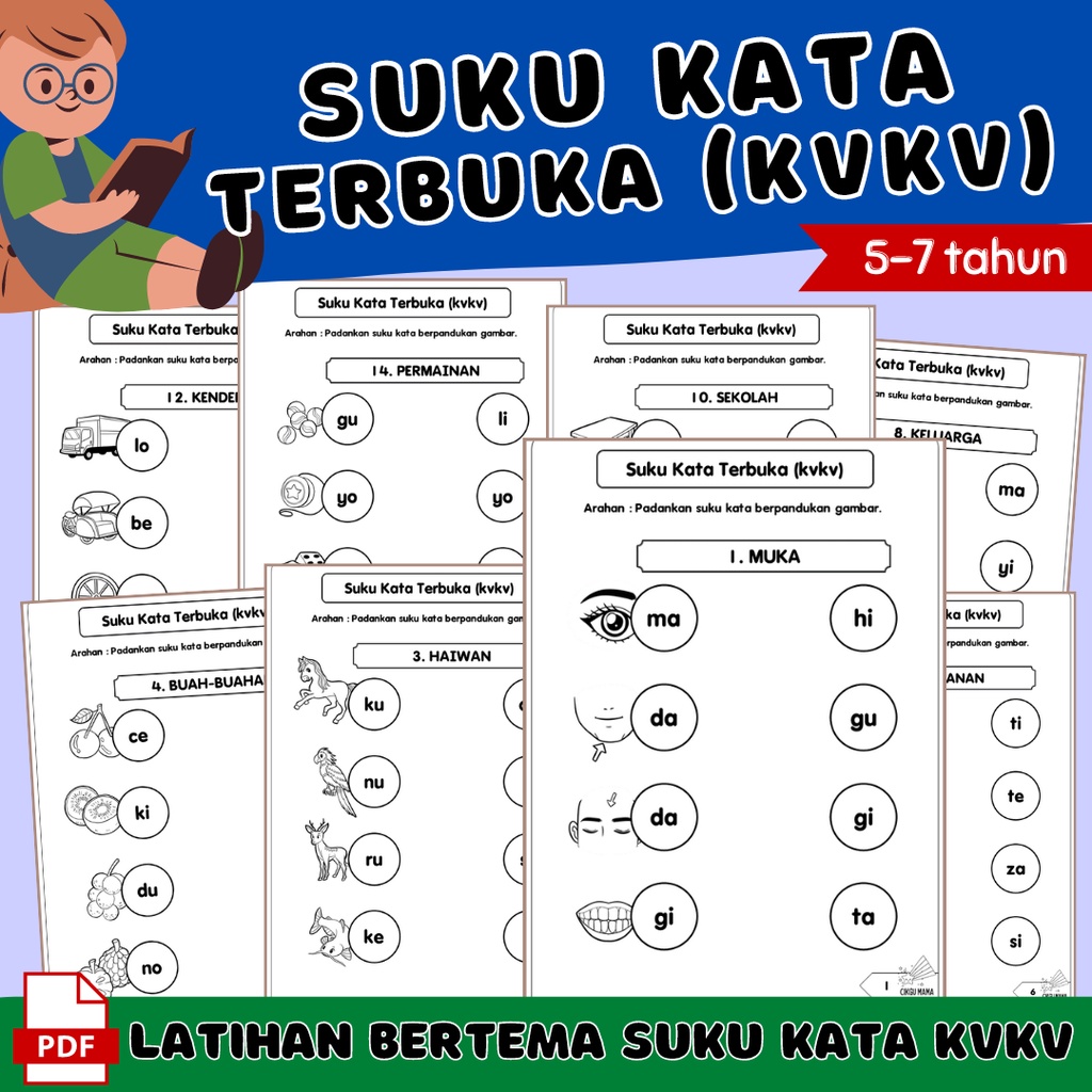 [ SOFTCOPY | PDF ] LATIHAN BERTEMA SUKU KATA TERBUKA KVKV LEMBARAN KERJA TADIKA PRASEKOLAH PEMULIHAN