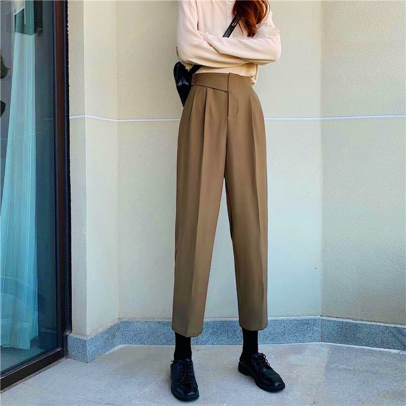 Women Baggy Pants With Two Buttons Deviation Youthful Style, Basic ...