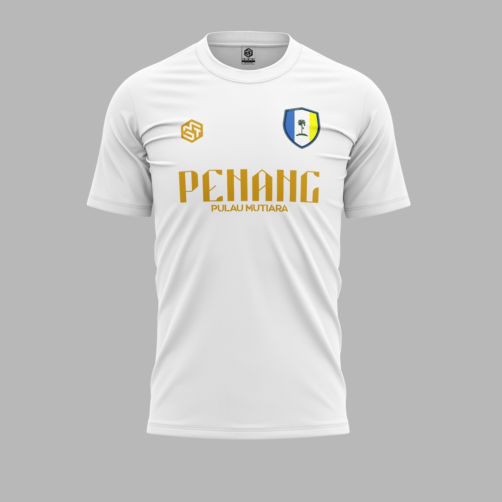 [READY STOCK] Pulau Pinang Pulau Mutiara Jersi White/Gold - Jersey Roundneck