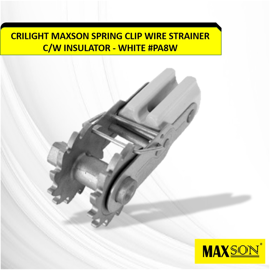 Crilight MAXSON Spring Clip Wire Strainer cw Insulator White Penegang
