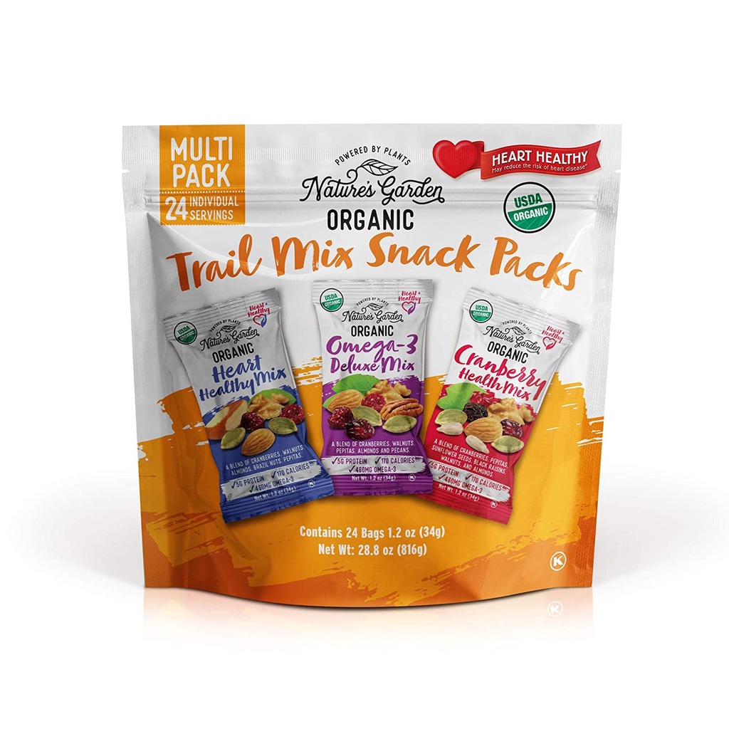 Nature's Garden Trail Mix Snack Packs Organic 816gram - American product