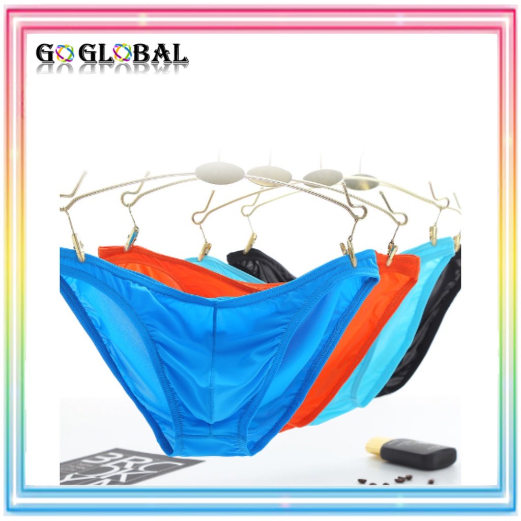 Men's Underwear Briefs Sexy Transparent Ultrathin Tback Thong Silk