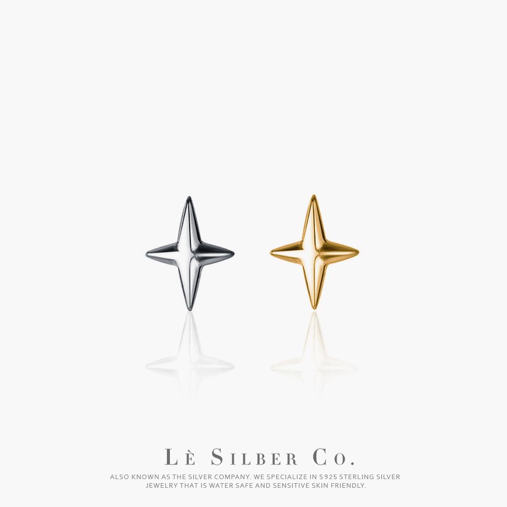 Lè Silber Co.S925 - Dainty Four Point Star Earrings