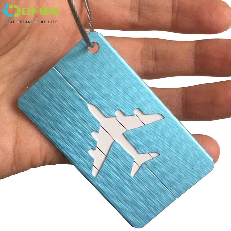 DM Metal Luggage Tags Baggage Suitcases Travel Labels Plane Shape With Name ID Card and String Umrah Tag