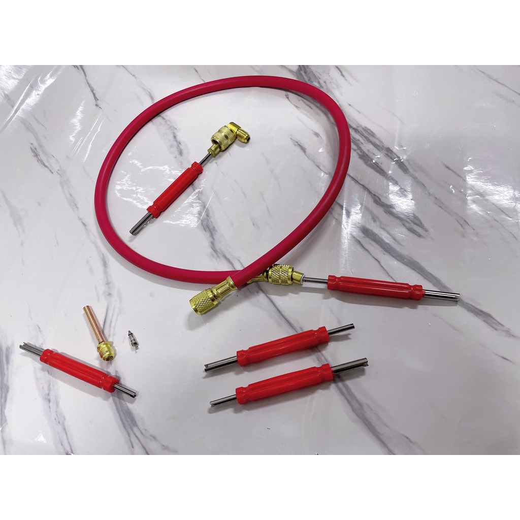 Gas charging hose pipe valve opener / adjustable tools 2 pin core