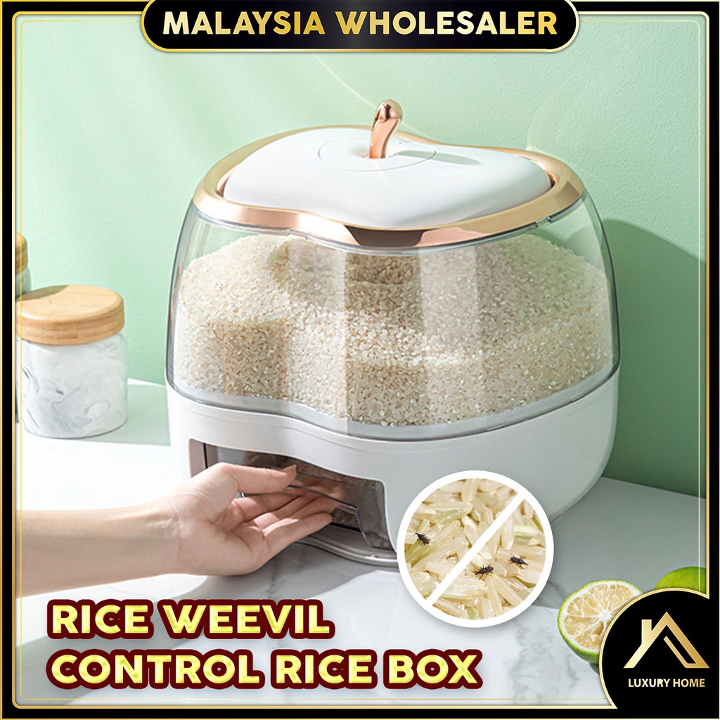 NEW 5KG/10KG Apple Shape Insect-Proof Rice Dispenser with Storage Container Rice Box Bekas Beras Tempat Simpan Beras