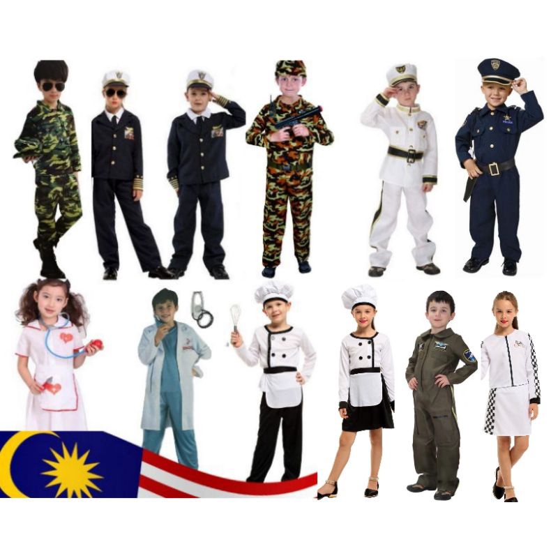 Baju Perkerjaan budak ,Occupation kids Costume Doctor, Pilot,Nurse,Chef,Special Force, Air Force