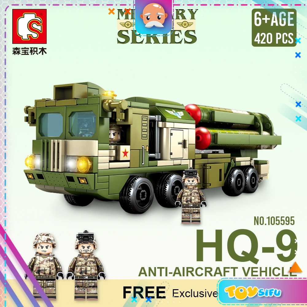 Sembo Block 105595 Military Series HQ-9 Anti Aircraft Missiles System Air Defense Anti-emblem Building Block 420+ pcs