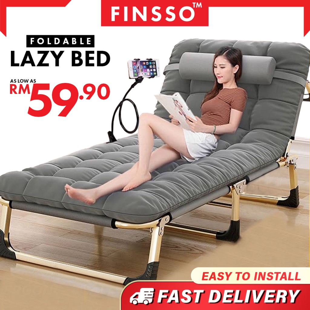 FINSSO: KERUSI MALAS Folding Bed Premium Foldable Lazy Chair Katil Sleeping Adjustable in/outdoor Lounge chair Leisure