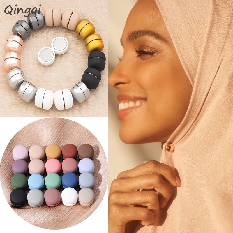 Muslim Headscarf Shawl Scarf Magnets No-snage Strong Safety Pins Hijab Clips Brooches Women Fixed Anti Slip Pin Jewelry