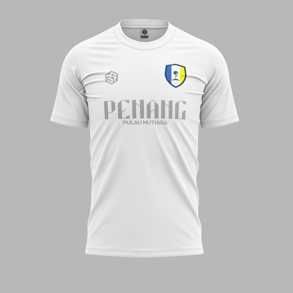 [READY STOCK] Pulau Pinang Pulau Mutiara Jersi White/Silver - Jersey Roundneck