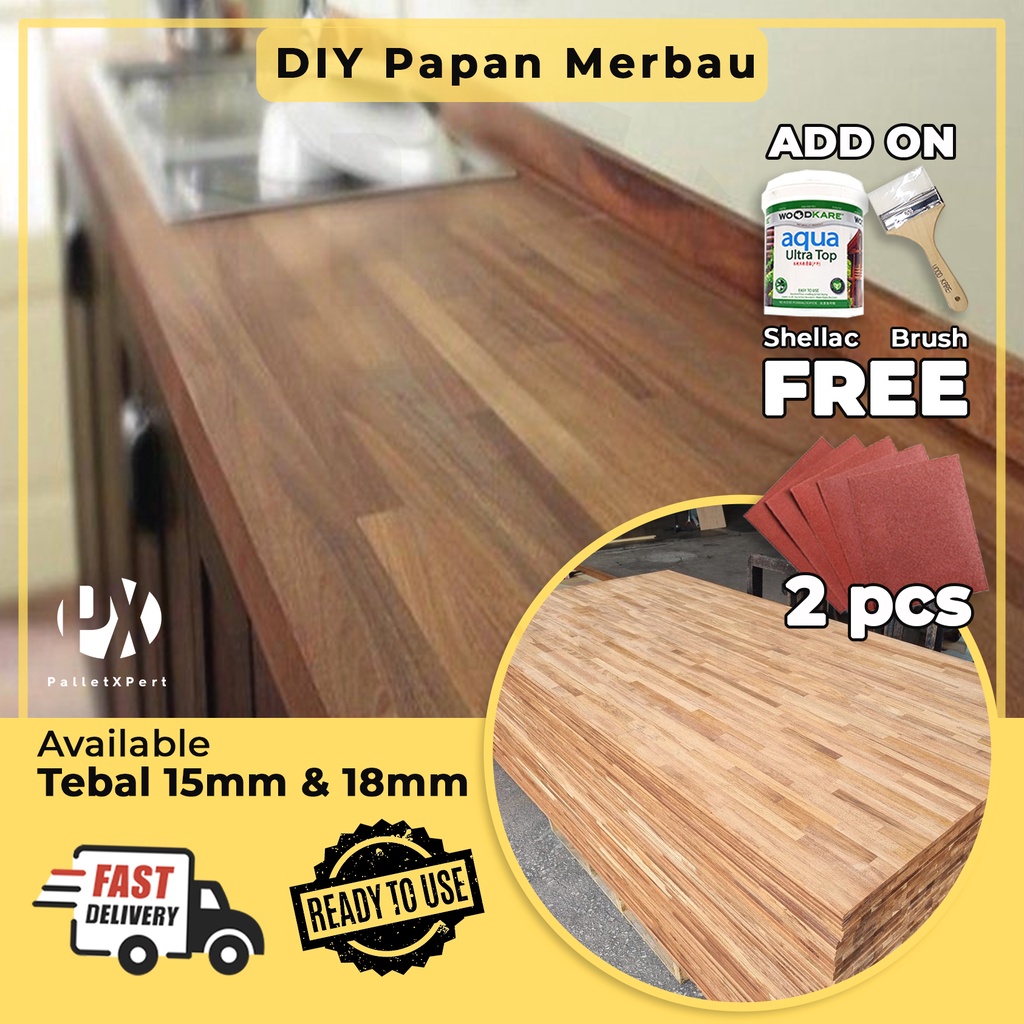 Kayu Merbau Table Top Kayu Papan Merbau DIY Meja Top 2x4 wood board
