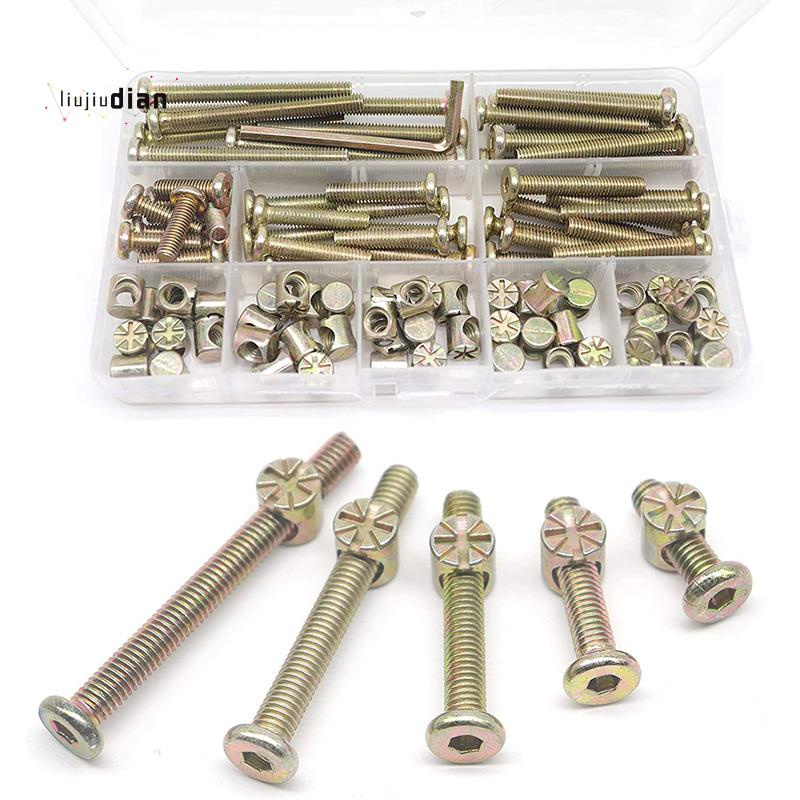 Baby Bed Screws Bolts Kit,Hex Drive Socket Cap Bolts Barrel Nuts