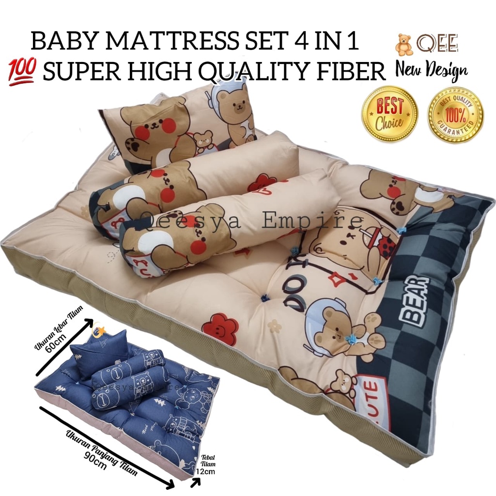 🧸QEE TILAM BABY NEWBORN MATTRESS SET 4 IN 1 (SUPER HIGHQUALITY FIBER