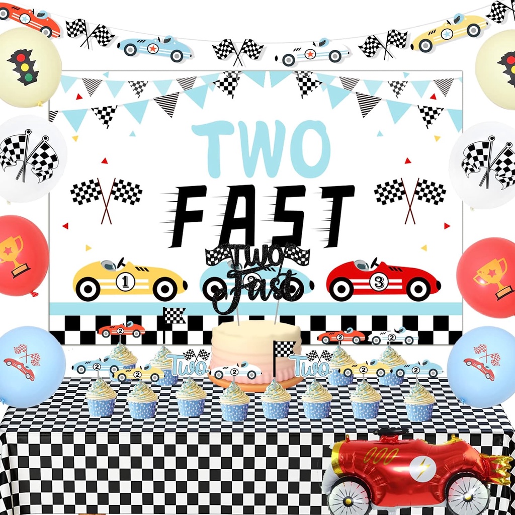 Fast One Racing Theme Party Race Car 1st Birthday Decorations Kit ...
