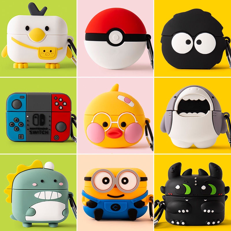 Realme Buds T100 Case Cartoon Minions briquettes Realme Buds T100 silicone soft case protective cover Night Fury Pokémon Elf ball Cartoon Shark Shockproof case protective cover Realme Buds T100 Cover soft case