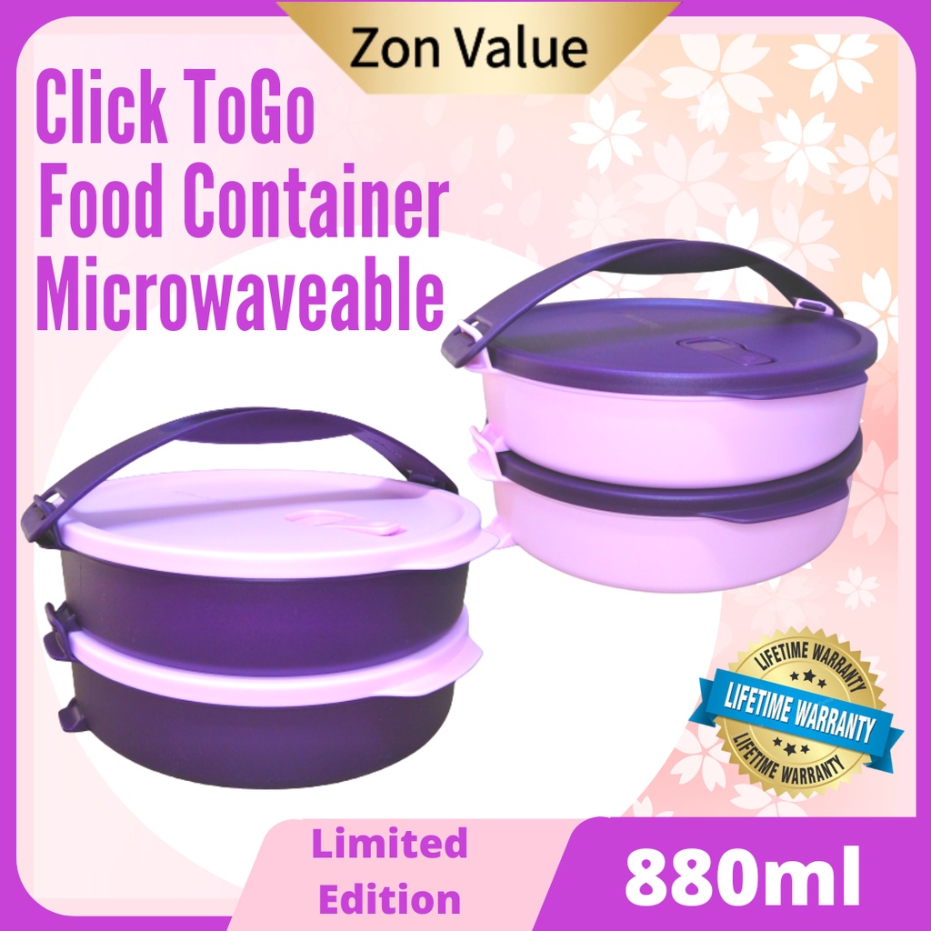 Tupperware 880ml Microwaveable Tingkat Airtight Liquid Tight Click to
