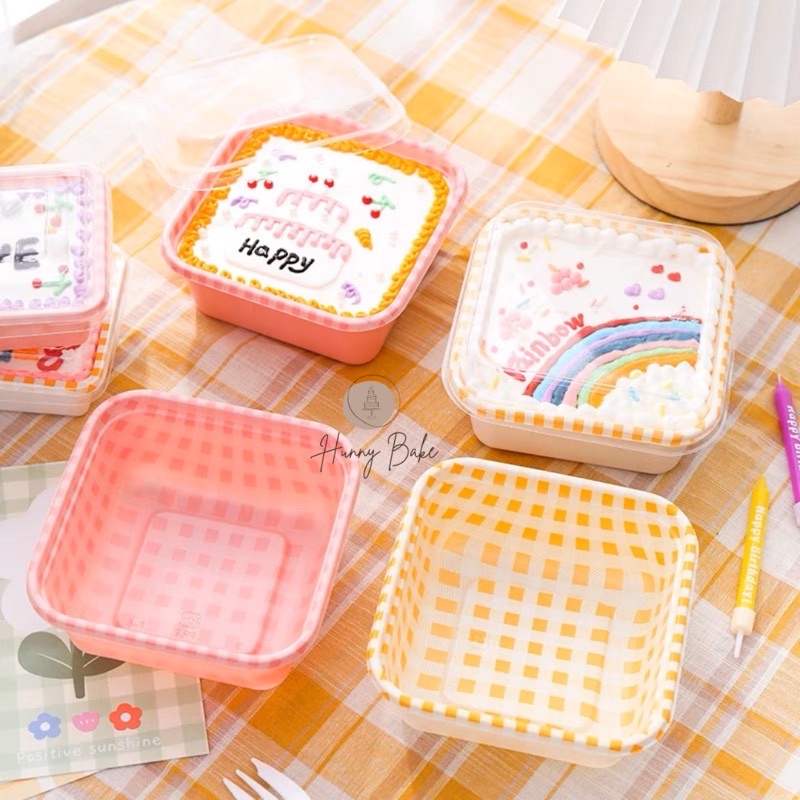 10pcs Yellow Cake Box Dessert Transparent Tiramisu Cake Box Bento Cake