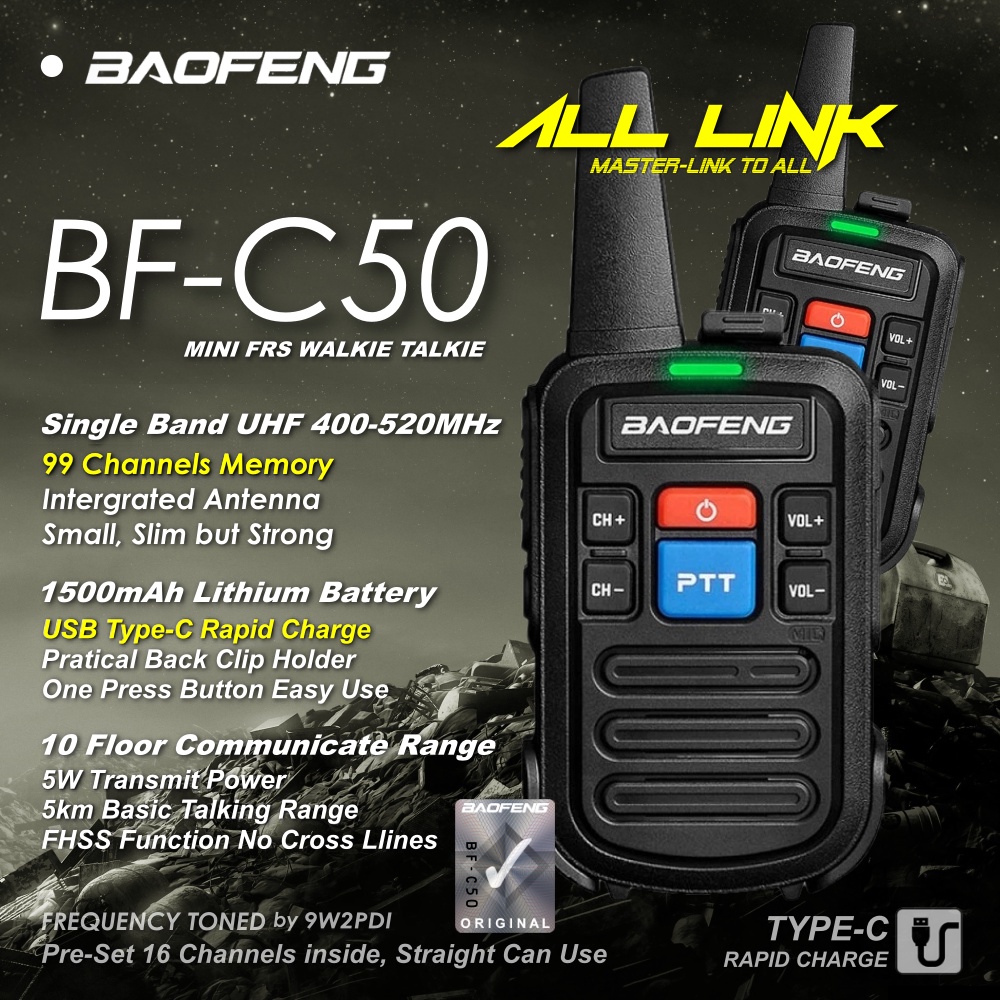 BF-C50 Baofeng C50 FRS Mini Twin-Pack Walkie Talkie | Shopee Malaysia