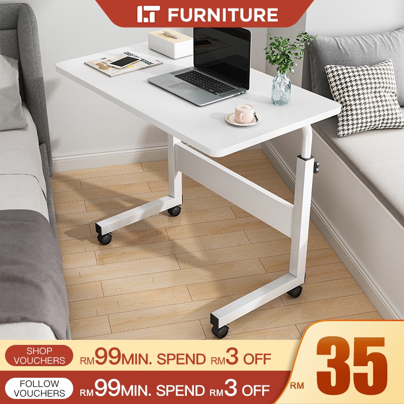 Adjustable Bedside Laptop Table Sofa Side Table With Wheels Portable