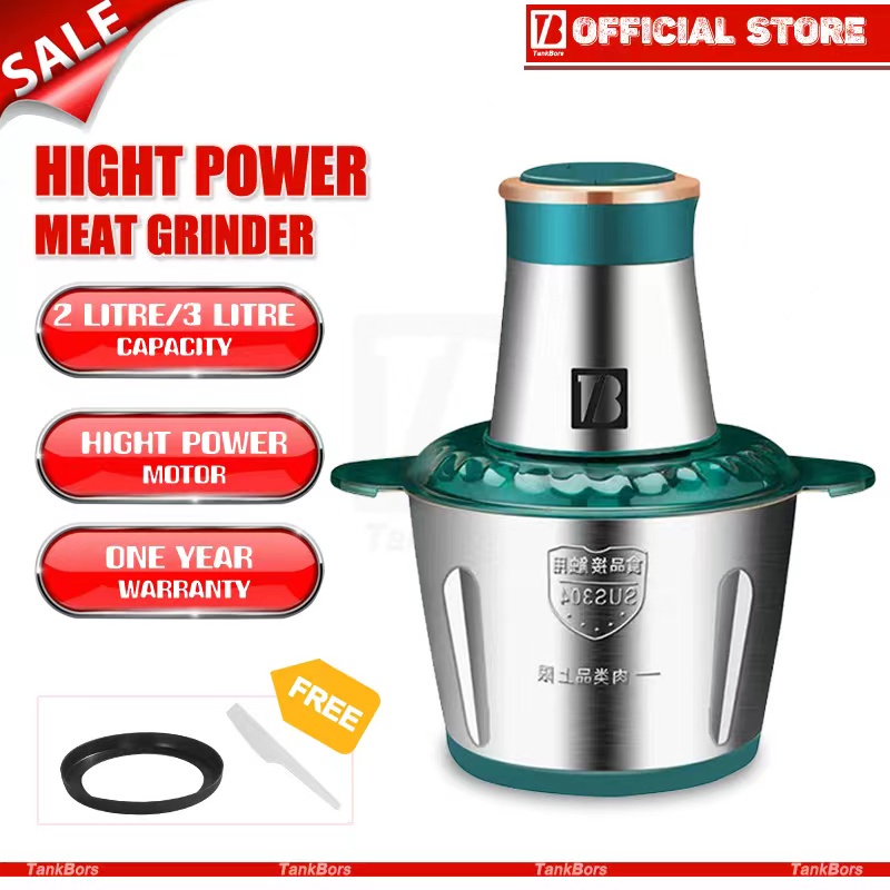 🇲🇾 Malaysia TankBors 300W Pengisar daging Electric Meat Grinder Stainless Steel Multi-function Meat Blender Food Mixer