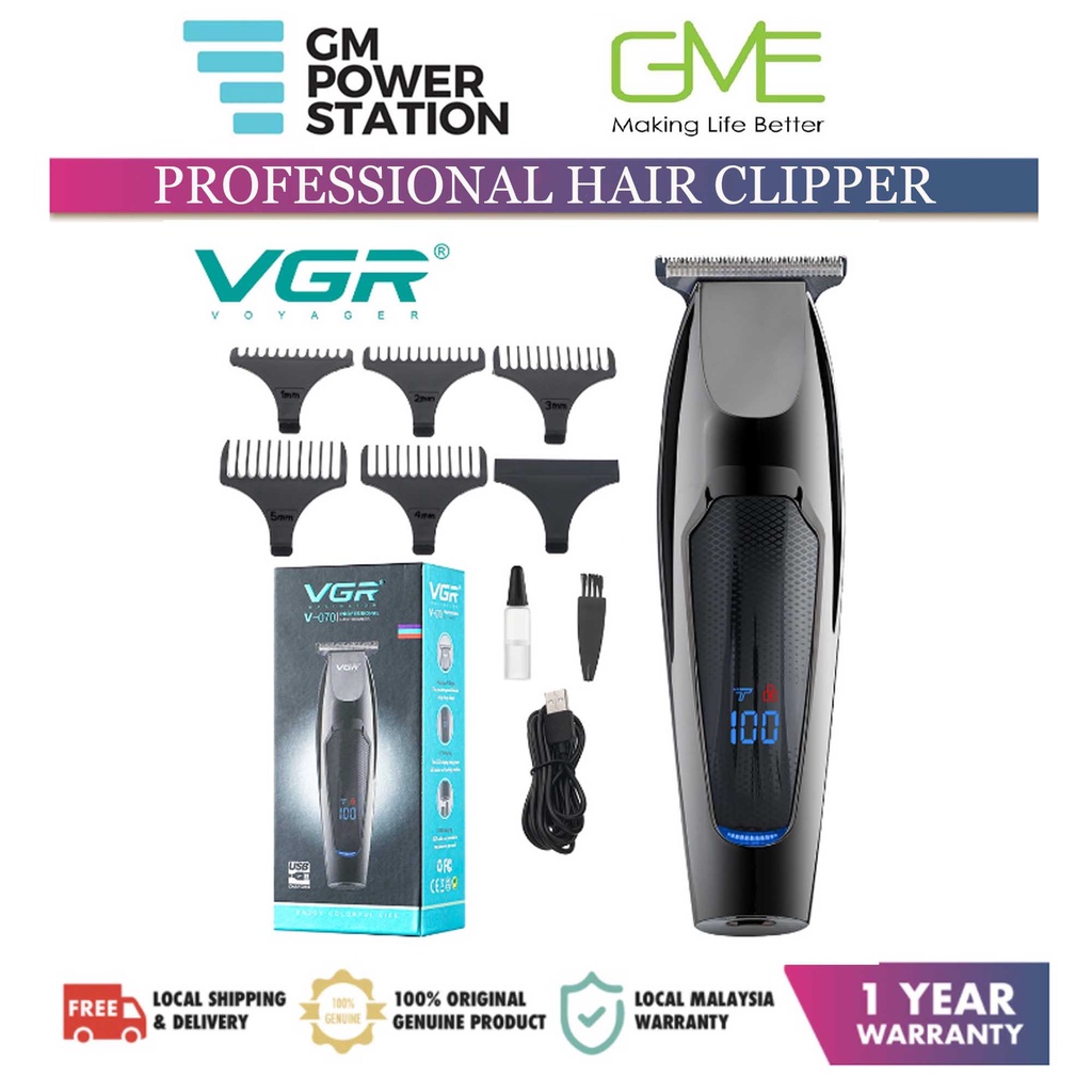 VGR 070 / V-030 Rechargeable Men Hair Cutter Hair Trimmer Hair Clipper LCD Display Indicator