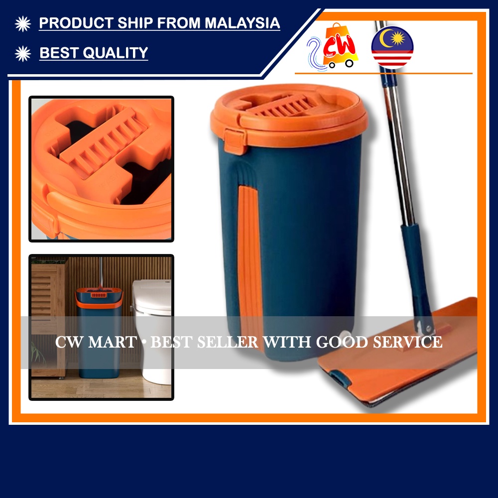 CW Premium Scratch Mop SelfWash And Squeeze Dry Flat Mop With Bucket