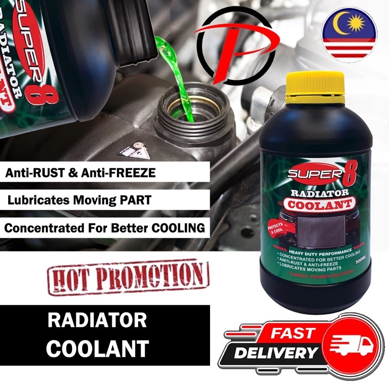 Penyejuk Radiator Coolant Super8 enjin sejuk glycol hijau anti karat tahan panas prevent overheat anti-corrosion engine