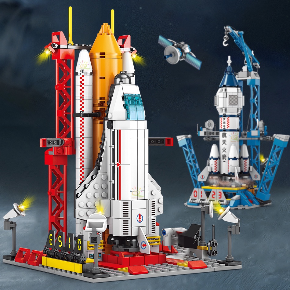 Space Shuttle Launch Center Lunar Lander Model Building Blocks Spaceship Spaceport Figure Rocket Bricks Construction toys