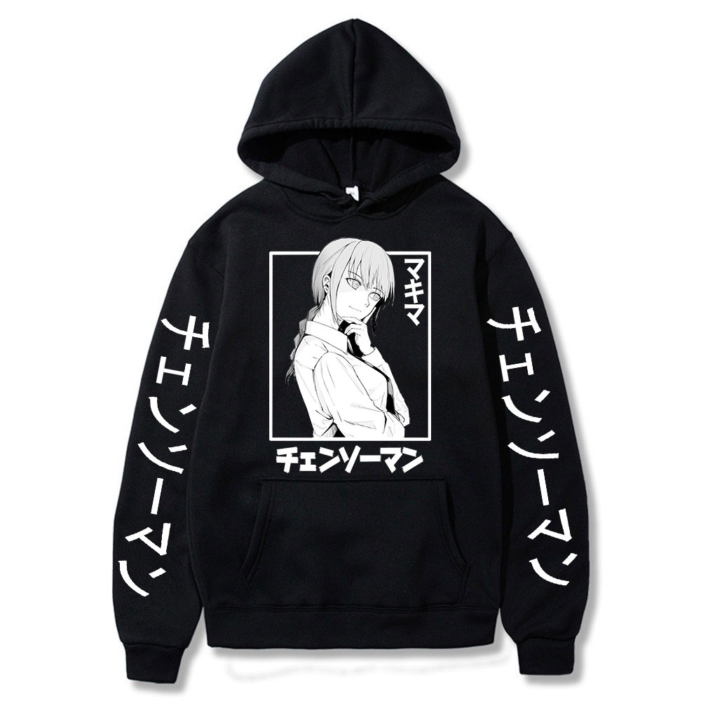 Japan Anime Chainsaw Man Makima Hoodies Gothic Cartoon Denji Tracksuit ...