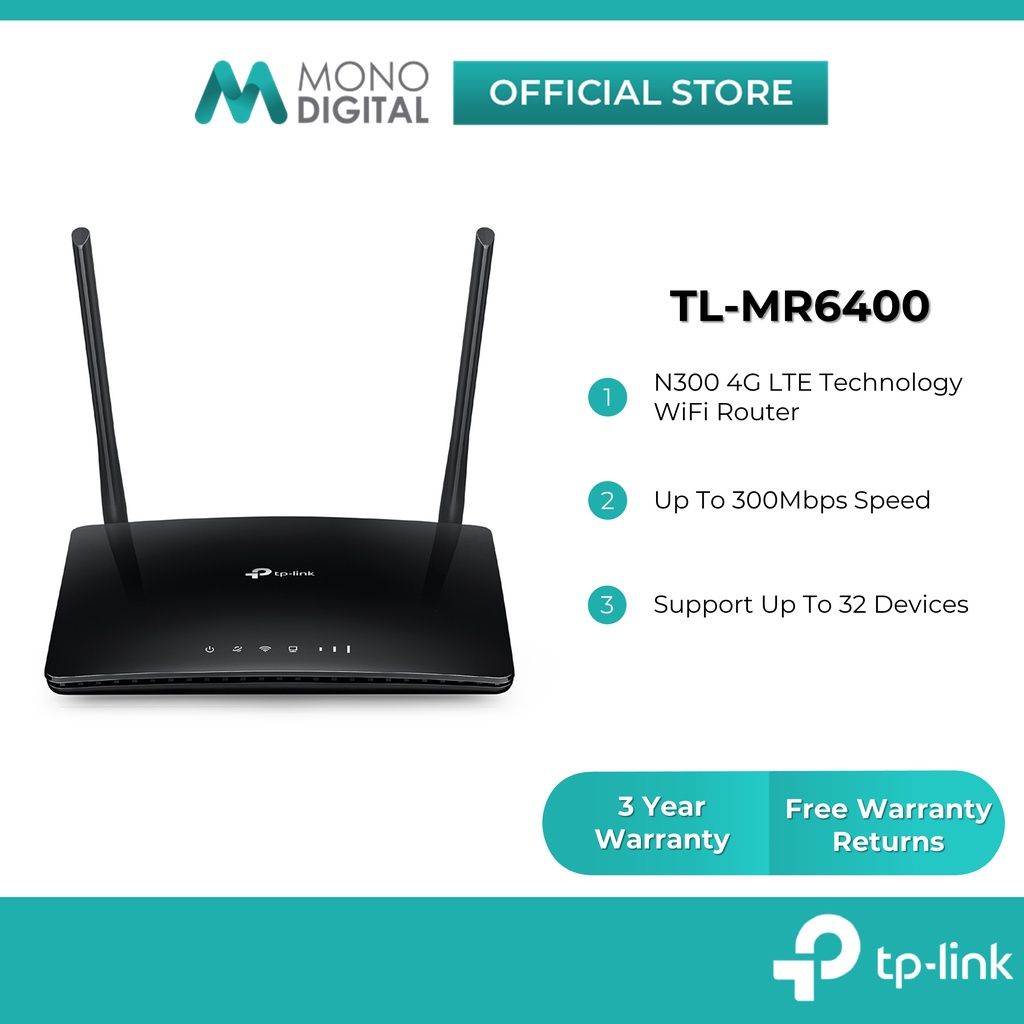 TP-LINK TL-MR6400 / TL-MR6500V 4G LTE Direct SIM Card Wireless WiFi ...