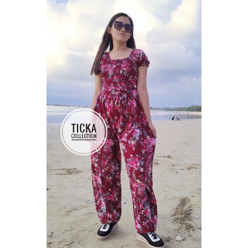 Balinese long pants chest pleated jumpsuit
