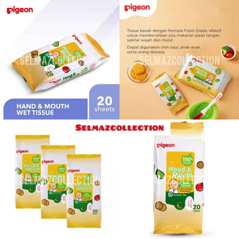 Pigeon Hand and Mouth Wet Tissue 60 Sheets (20 sheets x 3 packs) Food Grade Baby Wet Tissue