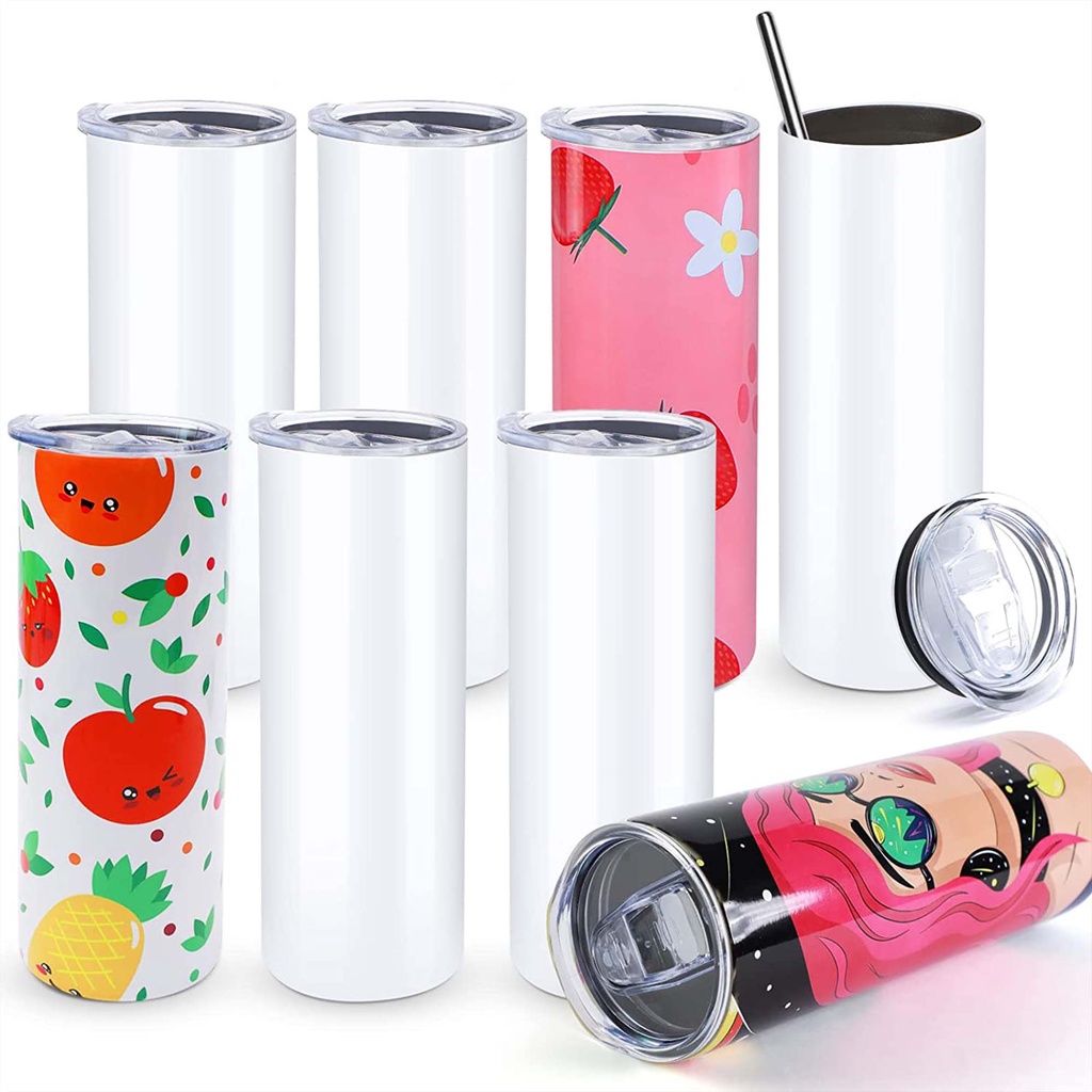 Htvront 8 Pack Sublimation Tumblers 20 Oz Skinny Straight Sublimation