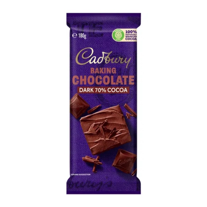 Cadbury Baking Dark Chocolate 70 Block 180g (EXP Mar 2023) Shopee