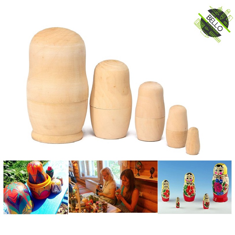 Unfinished Wooden Nesting Dolls For painting Diy and Art Craft(俄罗斯套娃)