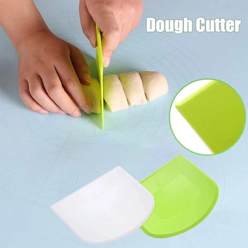 1pc Plastic Pastry Dough Cutter Multipurpose Cream Bowl Scraper Flexible Bread Slicer Multi-Function Pizza Cake Smoothing Knife Safe Fondant Kitchen Accessories Baking Tool