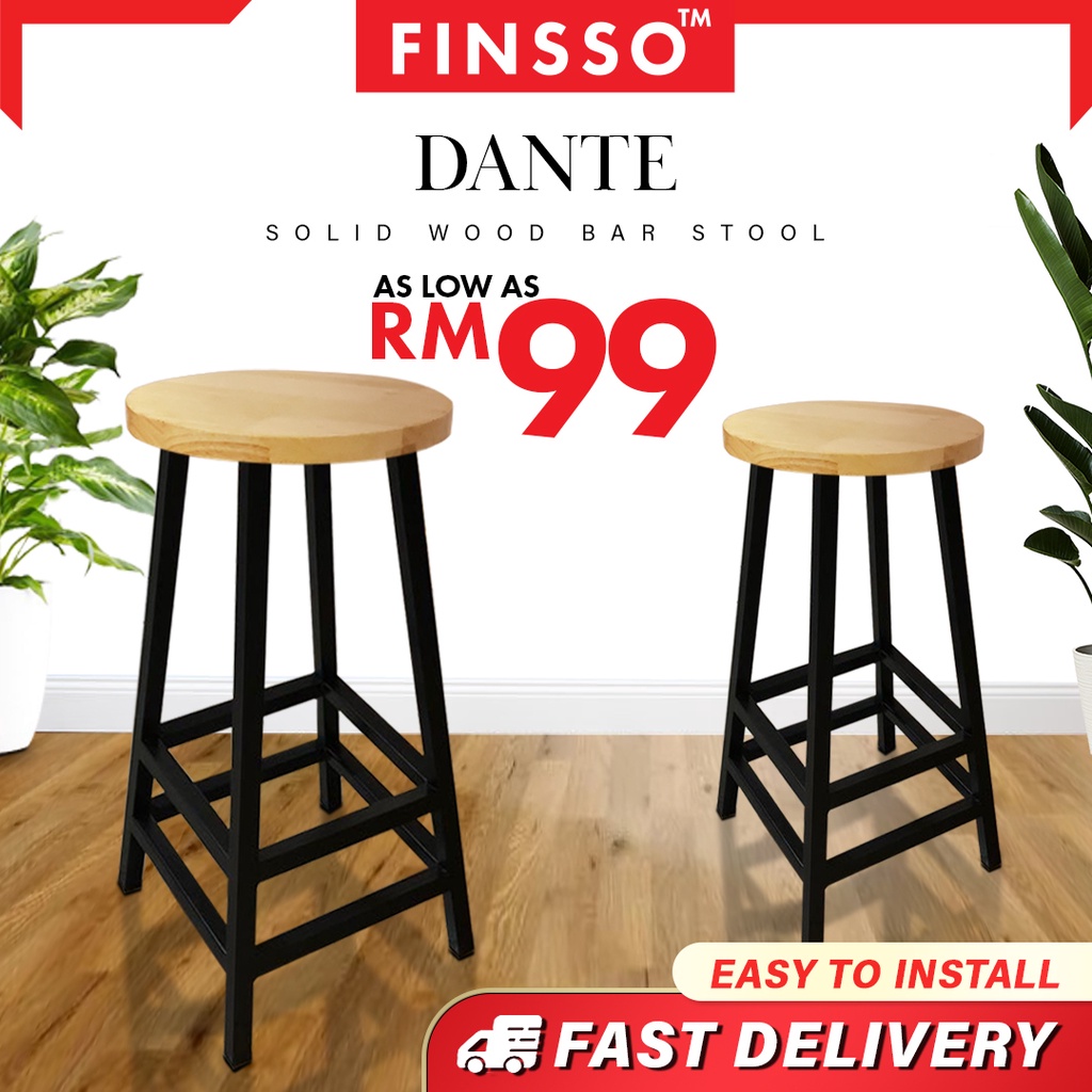 FINSSO: Dante Bar Stool High Foot Round Stool