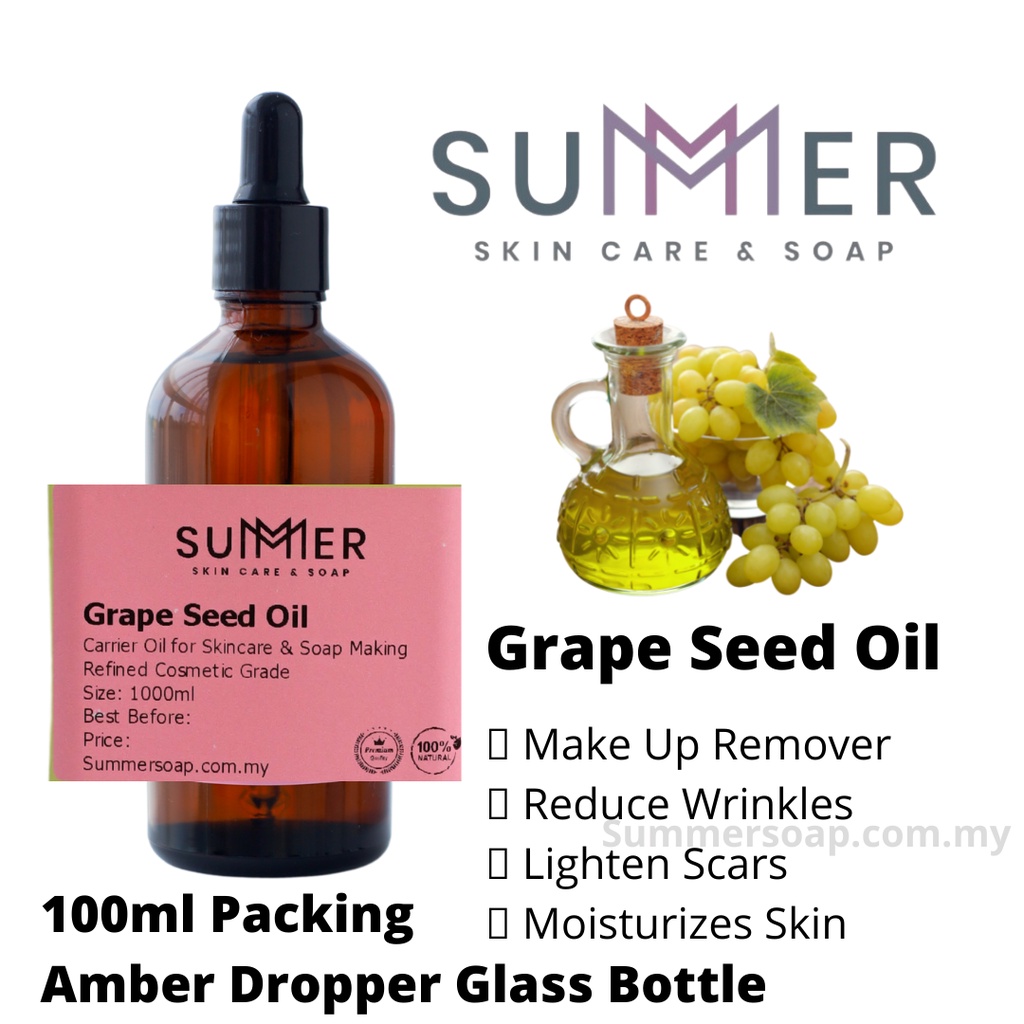 Organic Grape Seed Oil 100ml Natural Cold Pressed Carrier Oil Base Oil Massage Oil, Make up remover, Soap Making 葡萄籽油