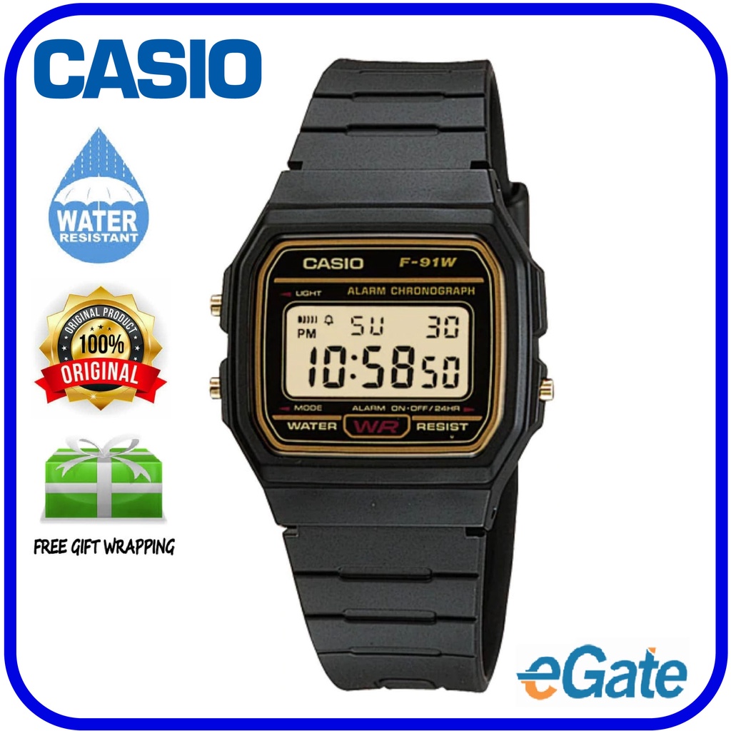 Casio Vintage Series Digital Black & Gold Resin Men's Watch F-91WG-9QDF