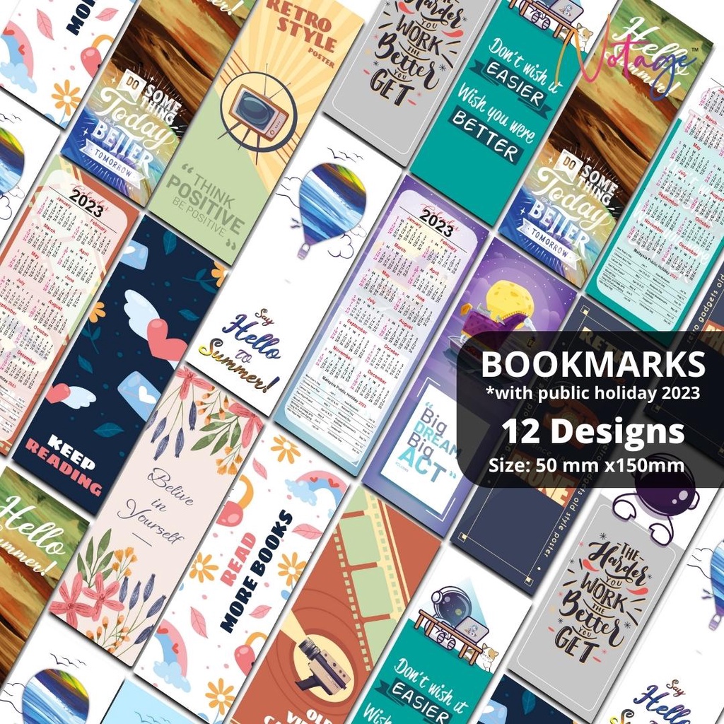 Bookmark Calendar 2023 Small Gift Doorgift Kalendar Murah Cute Bookmark