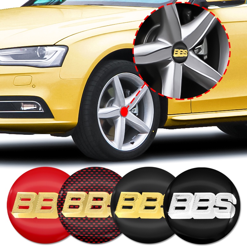 New 4pcs 56mm tire hub center 3D BBS logo sticker hub cap decal for BBS