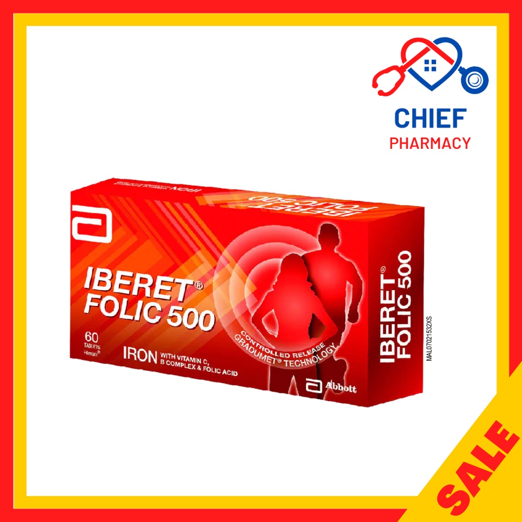 (CLEARANCE) IBERET FOLIC 500 FILM COATED TABLET BOX 30TABLET | Shopee ...