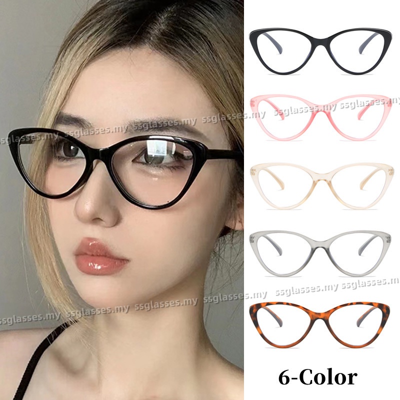 European and American Trendy New Cat's Eye Glasses Anti Blue Light Retro Large Frame, College Style, Spectacle Frame Anti Radiation Eyeglass for Woman