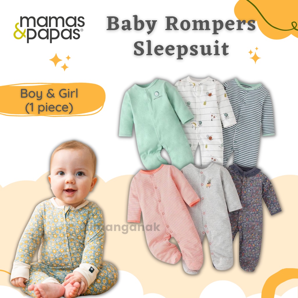 (1 PIECE) Mamas & Papas Baby Sleepsuit Rompers / Baju Tidur Baby / Baju Tidur Baby Girl / Baju