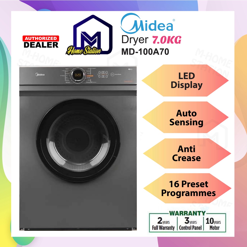 Midea Dryer 7KG MD7388 MD7388 MD100A70 MD100A70 Black or White Cloth