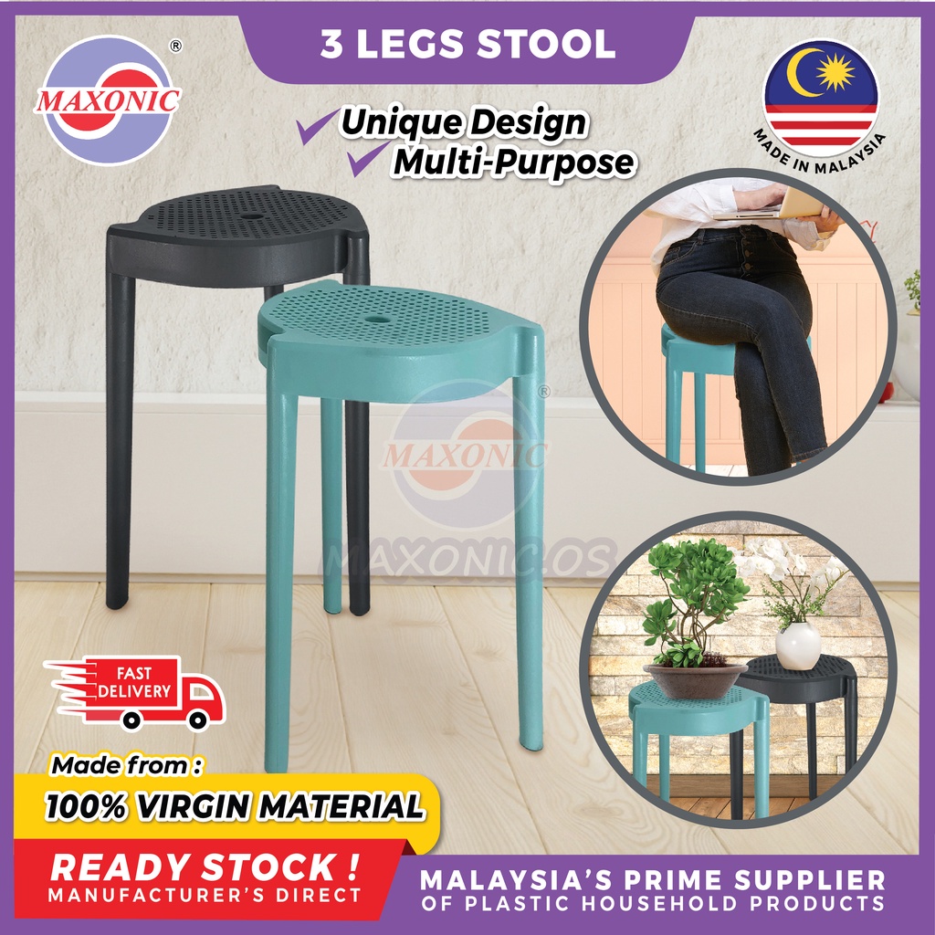 MAXONIC MODERN 3 LEG STOOL BANGKU PLASTIK KERUSI PLASTIK PLASTIC CHAIR DECORATION CHAIR