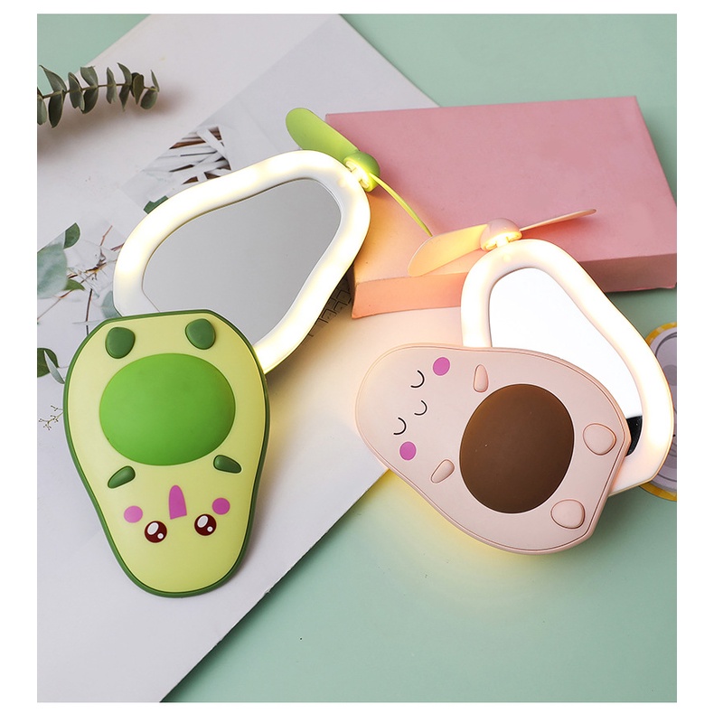 KAIT Mini USB Portable Rechargeable Fan with Mirror LED Light Fan Kipas Cermin Mini LED USB Cahaya LED迷你USB化妆镜风扇带LED夜灯